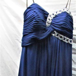 Sz 7 Strapless Long Royal Blue Prom Dress Blondie
